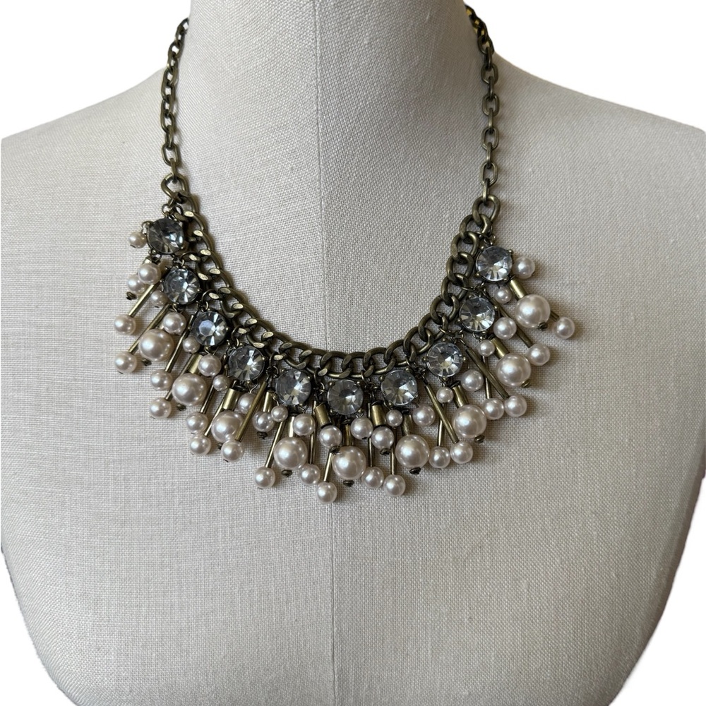 LOFT Silver and White Pearl Necklace
